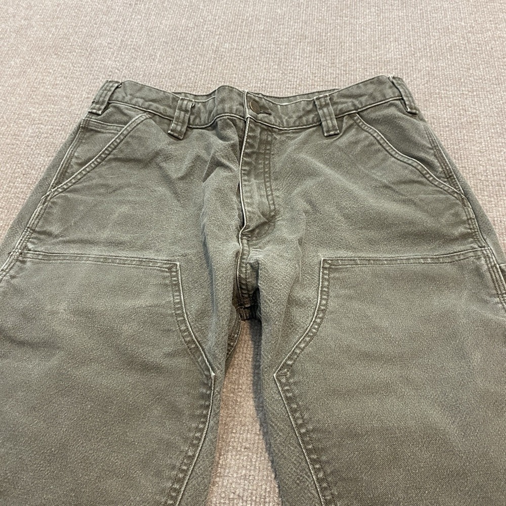 Carhartt Double Knee Pants Men 33 Fits 32x34 Relaxed Fit Grunge Distressed Green